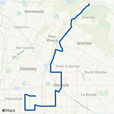Norwalk Transit Rio Hondo / Bellflower map