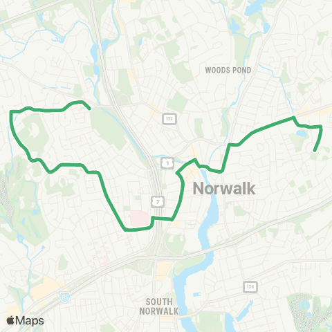 Norwalk Transit Ponus Ave - Westport Ave map