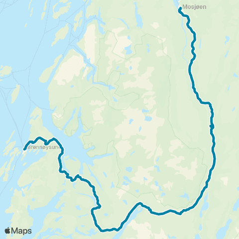 Reis Nordland Brønnøysund-Tosbotn-Mosjøen map