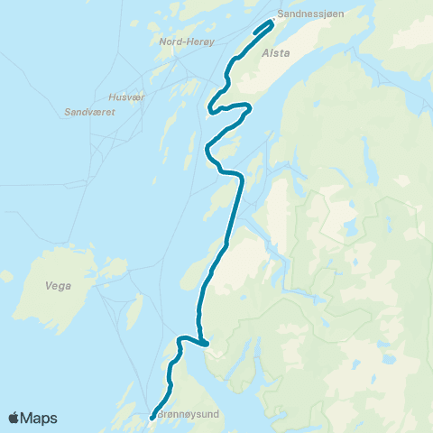 Reis Nordland Brønnøysund-Sandnessjøen map