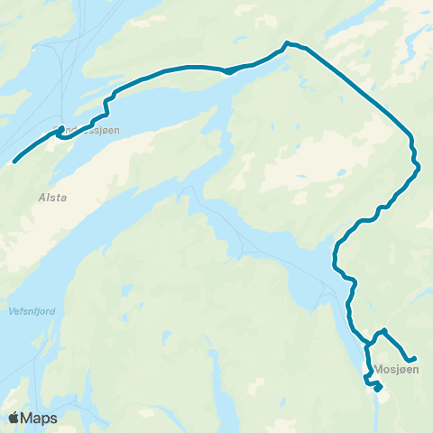 Reis Nordland Mosjøen-Sandnessjøen map
