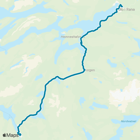 Reis Nordland Mo i Rana - Korgen - Mosjøen map