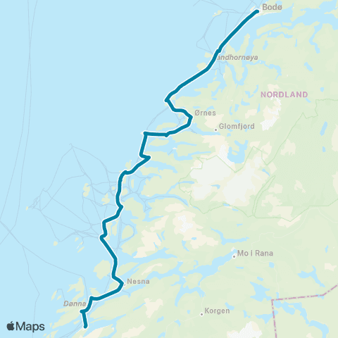 Reis Nordland Bodø-Helgeland map