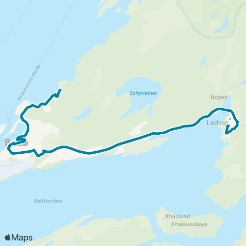 Reis Nordland Tverlandet - Bodø sentrum - Løpsmarka map