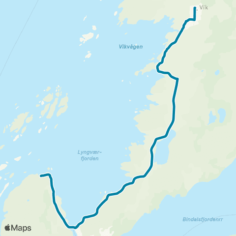 Reis Nordland Sør Kvaløy-Vik map