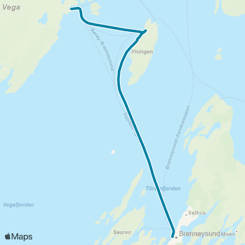 Reis Nordland Brønnøysund-Vega map