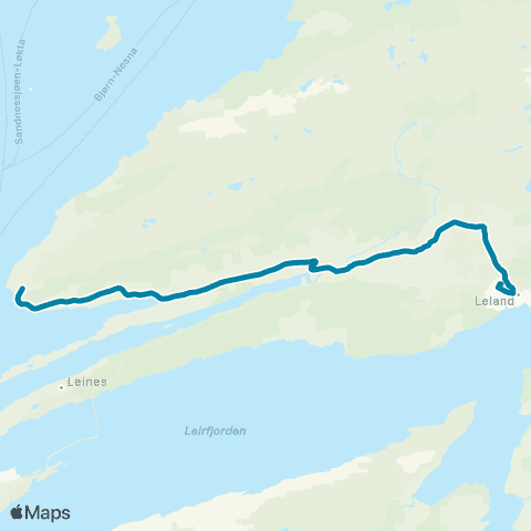 Reis Nordland Leland-Fagervika map