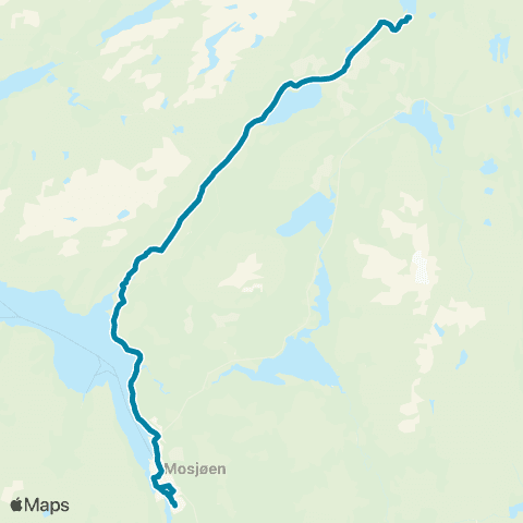 Reis Nordland Mosjøen-Granmoen-Drevvatn-Elsf map