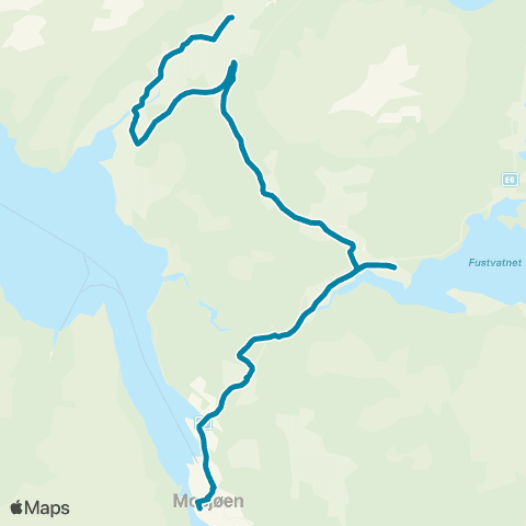 Reis Nordland Mosjøen-Granmoen-Jomfruremma map
