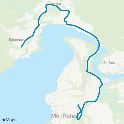 Reis Nordland Mo-Tverråneset-Mjølan map