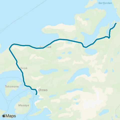 Reis Nordland Sund-Inndyr-Skaugvoll-Storvik- map