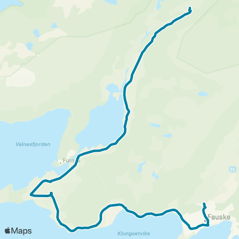 Reis Nordland Fauske-Valnesfjord-Fauske map