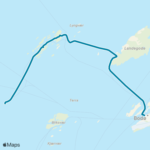 Reis Nordland Bodø-Væran map