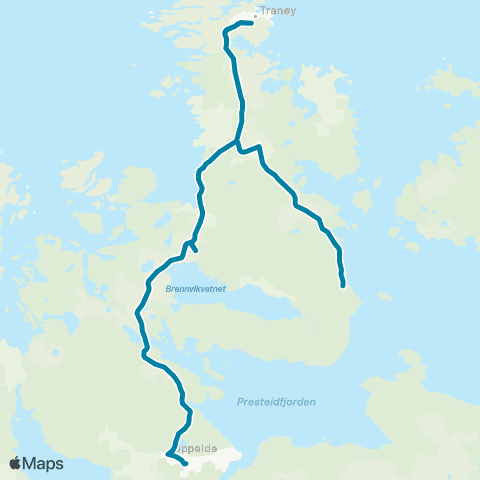 Reis Nordland Presteid-Tranøy map