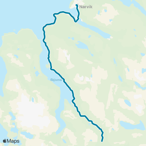 Reis Nordland Håkvik-Skjomdal map