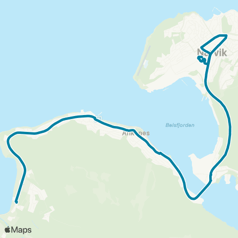 Reis Nordland Narvik-Ankenes-Håkvik-Saltvikh map
