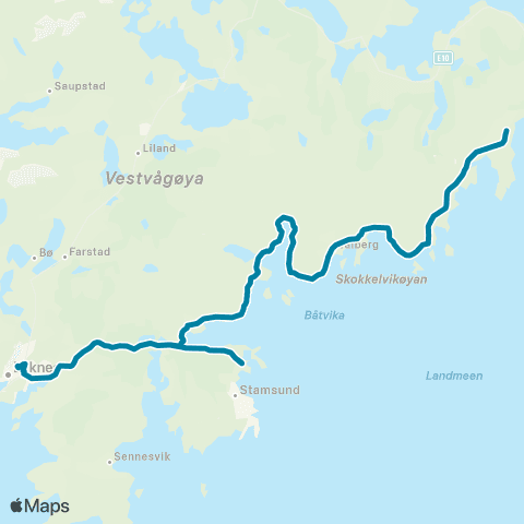 Reis Nordland Leknes-Valberg map