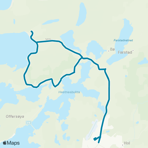 Reis Nordland Leknes-Oppdøl-Uttakleiv map