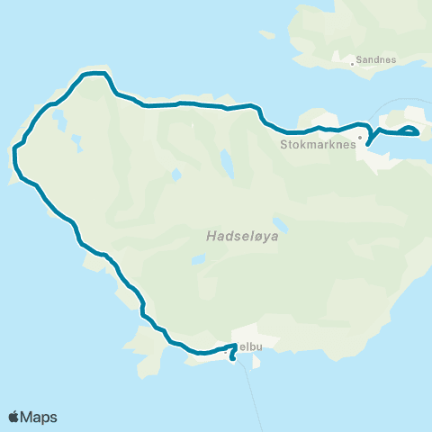 Reis Nordland Stokmarknes-Melbu (Ytre) map