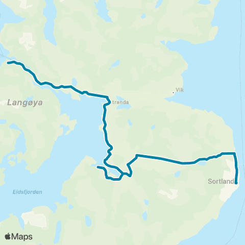 Reis Nordland Sortland-Kjeringvik-Sandset map