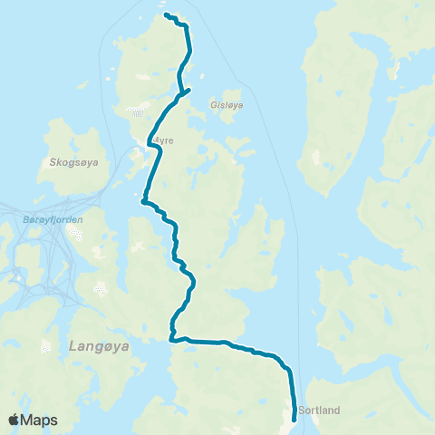 Reis Nordland Sortland-Myre-Stø map