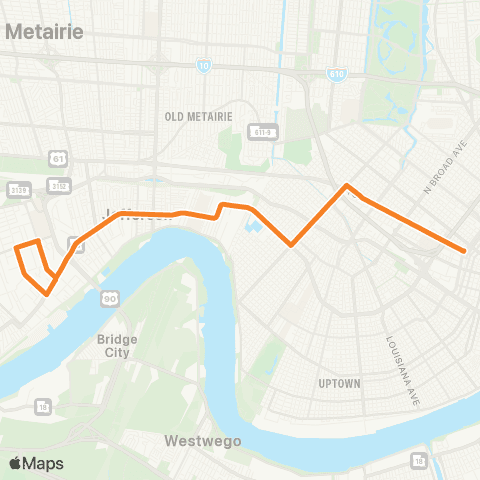 New Orleans RTA Tulane - Elmwood map