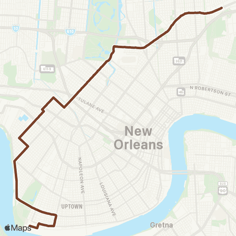 New Orleans RTA Leonidas - Gentilly map