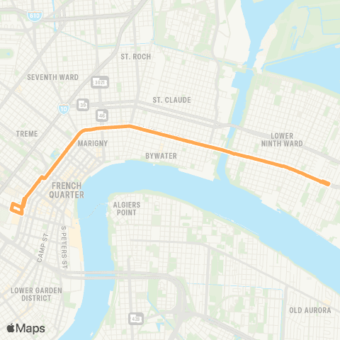 New Orleans RTA St. Claude - Arabi map