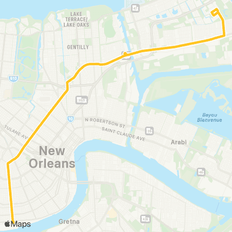 New Orleans RTA Broad - Napoleon map