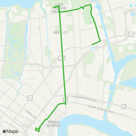 New Orleans RTA Elysian Fields map