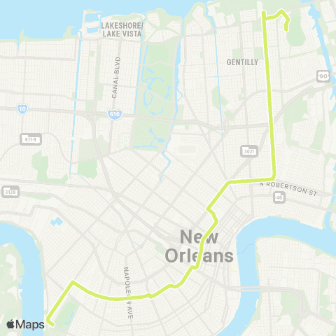 New Orleans RTA Franklin-Freret map