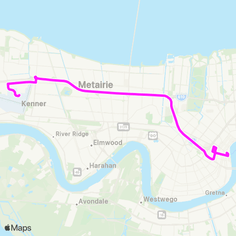 New Orleans RTA Airport Express map