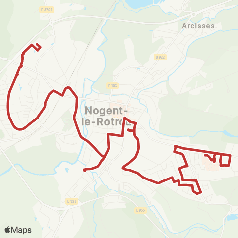 Nosbus Hôpital vers Intermarché map