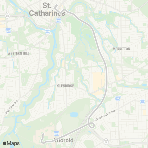 Niagara Region Transit Brock Bullet Express map