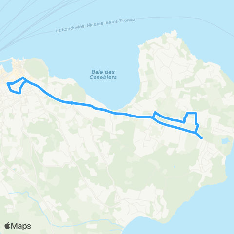 Navettes Saint-Tropez Place des Lices vers Salins map