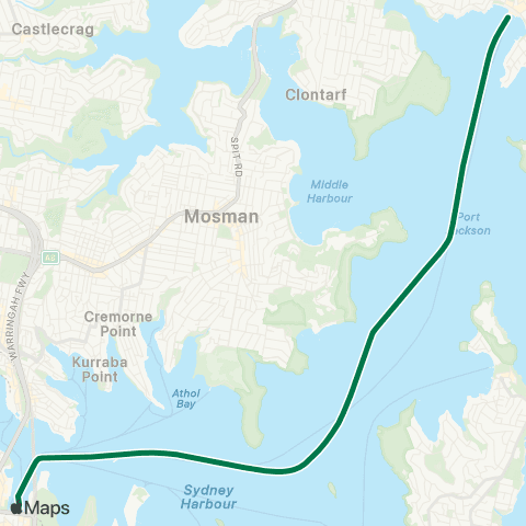 Sydney Ferries Network Manly map