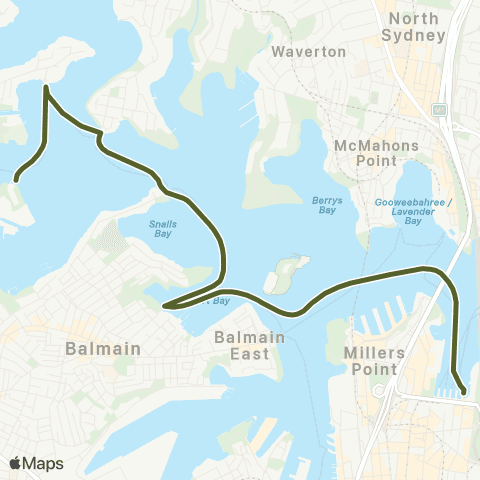 Sydney Ferries Network Cockatoo Island map