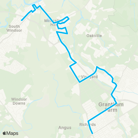 Sydney Buses Network Riverstone to Windsor via McGraths Hill & Vineyard map