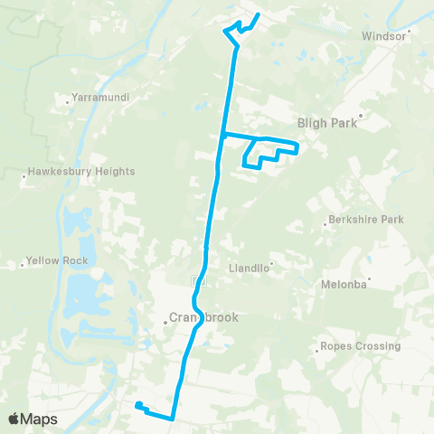 Sydney Buses Network Richmond to Penrith via Londonderry map