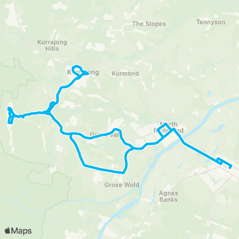 Sydney Buses Network Richmond to Bowen Mtn via Grose Vale & Grose Wold (Loop Service) map