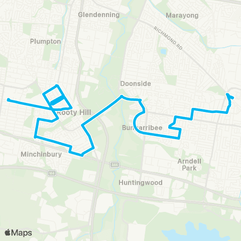 Sydney Buses Network Mount Druitt to Blacktown map