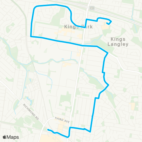 Sydney Buses Network Kings Langley to Blacktown map