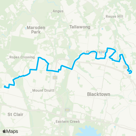 Sydney Buses Network Norwest Private Hosp to St Marys via Stanhope Gardens map