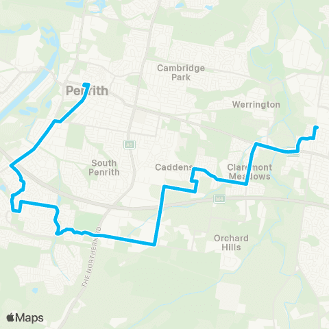 Sydney Buses Network St Marys to Penrith via Glenmore Park map