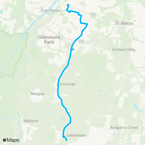 Sydney Buses Network Luddenham to Penrith map