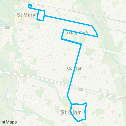 Sydney Buses Network St Marys to St Clair (Loop Service) map