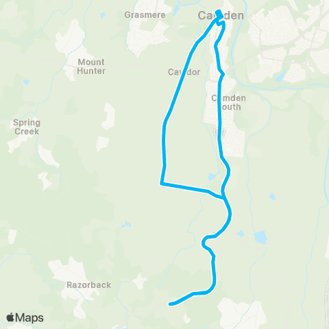 Sydney Buses Network Camden to Menangle & Razorback (Loop Service) map