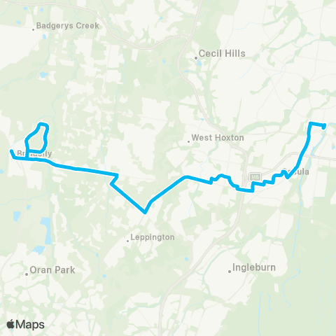 Sydney Buses Network Bringelly to Liverpool map