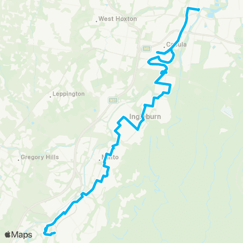Sydney Buses Network Campbelltown to Liverpool via Glenfield map