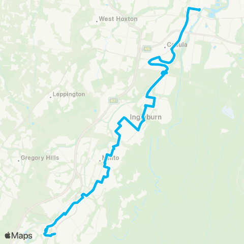 Sydney Buses Network Campbelltown to Liverpool map